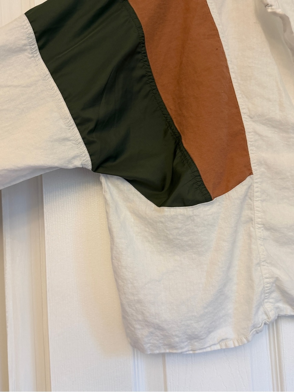 We the free Boho Colorblock Peasant Blouse in White, Olive & Rust - Picture 4 of 6